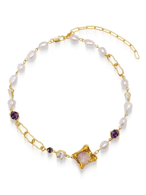 Nialaya Jewelry crystal-embellished pearl necklace