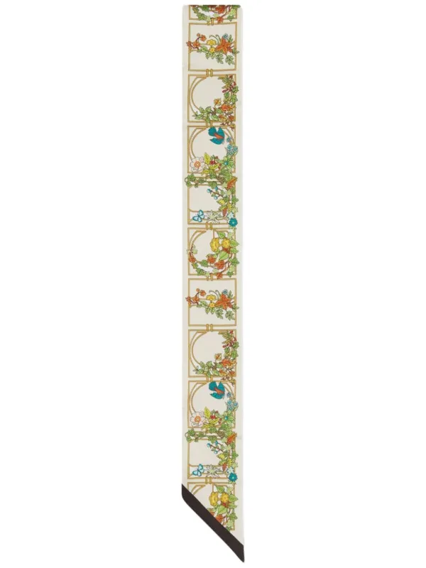 Gucci Animal floral-print Silk Neck Bow | Neutrals | FARFETCH AO