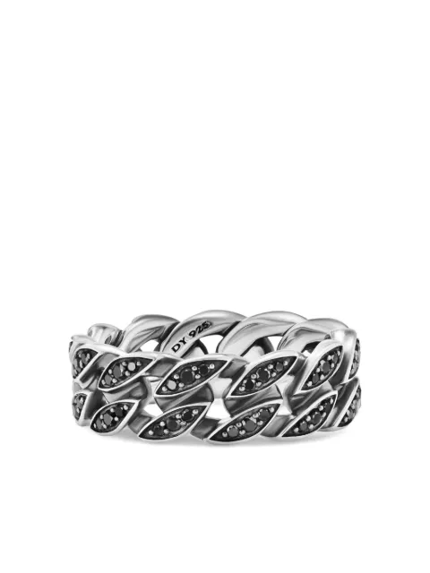 David Yurman anillo Curb Chain en plata de ley con diamante de 8mm