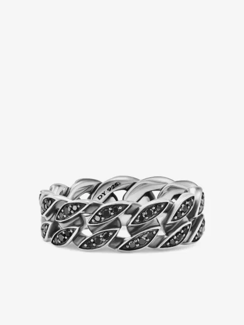 David Yurman sterling silver Curb Chain diamond band ring (8mm)