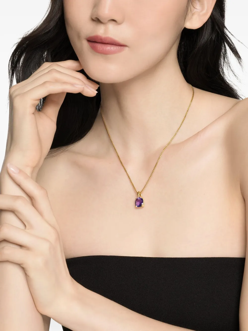 David Yurman 18kt yellow gold Marbella amethyst pendant (12mm) | Image 2