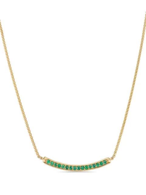 David Yurman 18kt yellow gold Petite Pavé Bar emerald necklace (1.25mm)