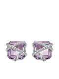 David Yurman sterling silver Cable Wrap diamond stud earrings (12mm) - Purple