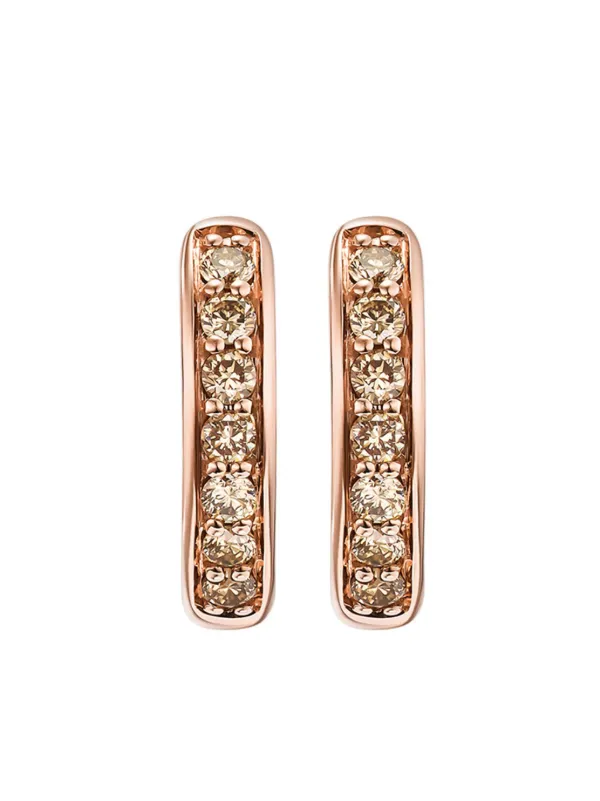 David Yurman Petite Pavé ダイヤモンド フープピアス 12mm 18Kローズ 