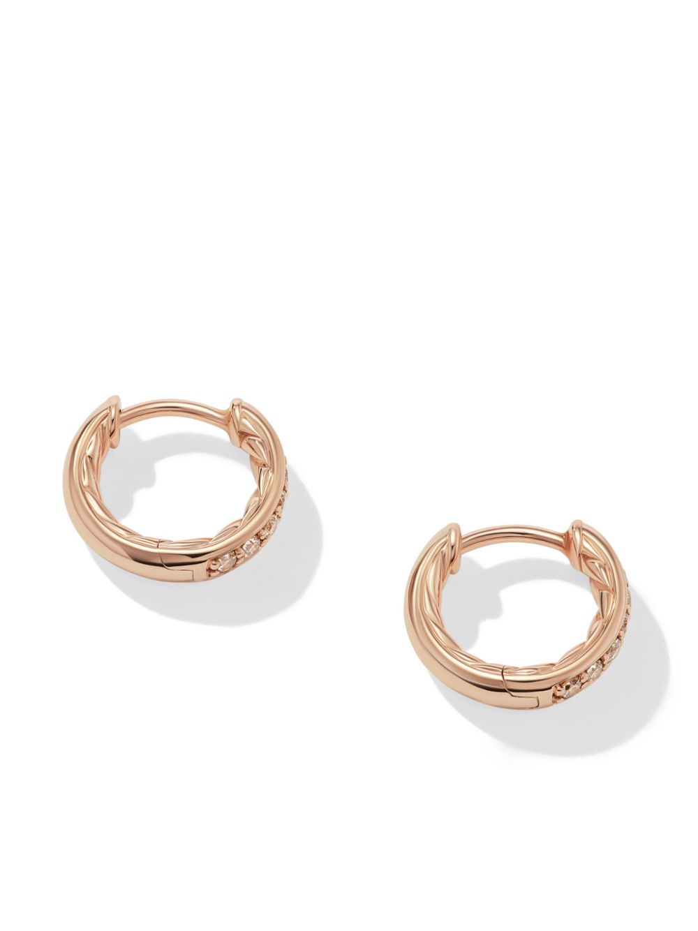 Shop David Yurman 18kt Rose Gold Petite Pavé Diamond Huggie Earrings