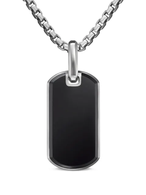 David Yurman sterling silver Chevron onyx tag (27mm)