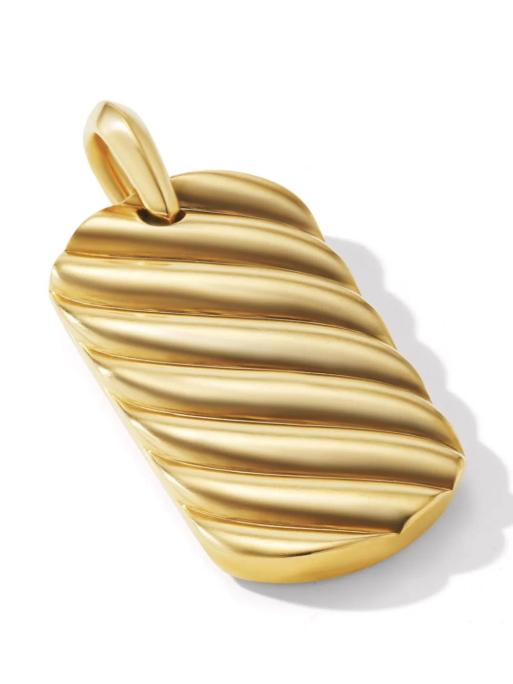 David Yurman 18kt Yellow Gold Sculpted Cable Tag Necklace Charm In Gold