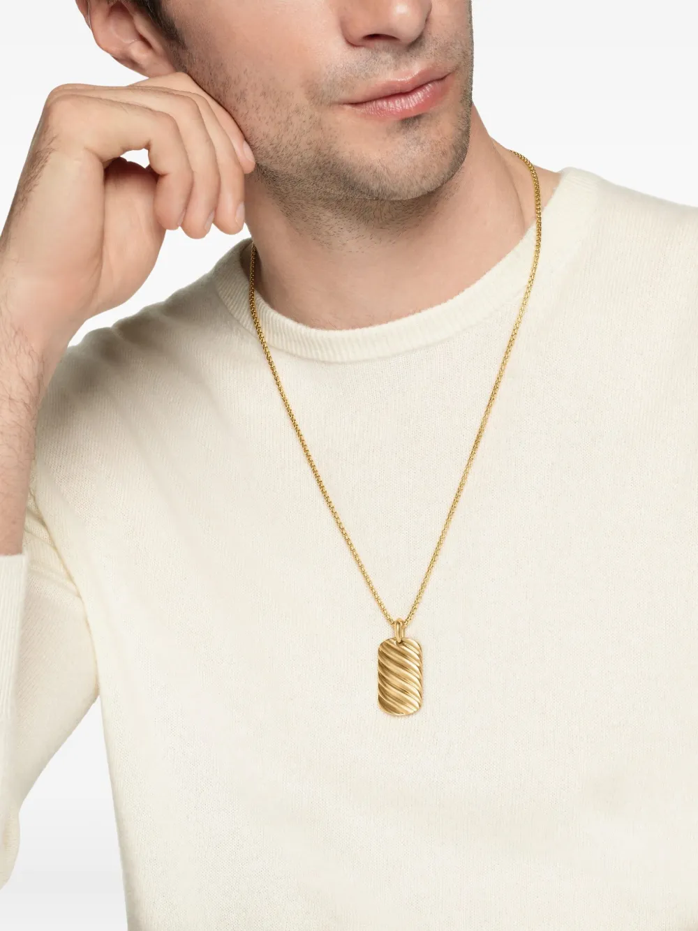 David Yurman 18kt yellow gold Sculpted Cable tag (35mm) | Image 2