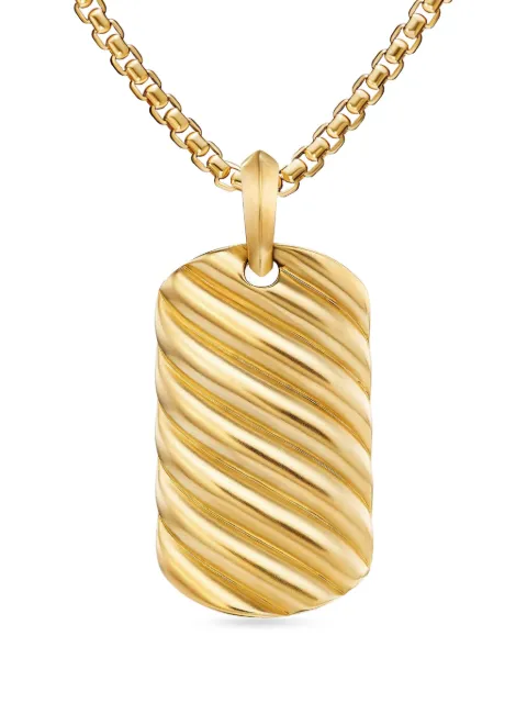 David Yurman 18kt yellow gold Sculpted Cable tag (35mm)