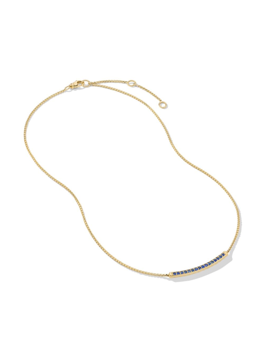 Shop David Yurman 18kt Yellow Gold Petite Pavé Bar Sapphire Necklace