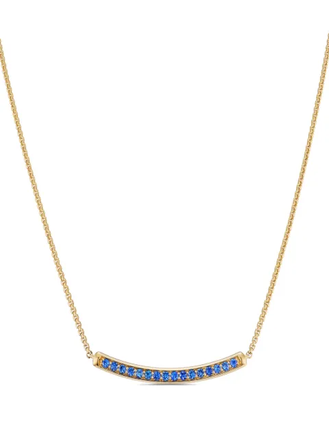 David Yurman 18kt yellow gold Petite Pavé Bar sapphire necklace (1.25mm)