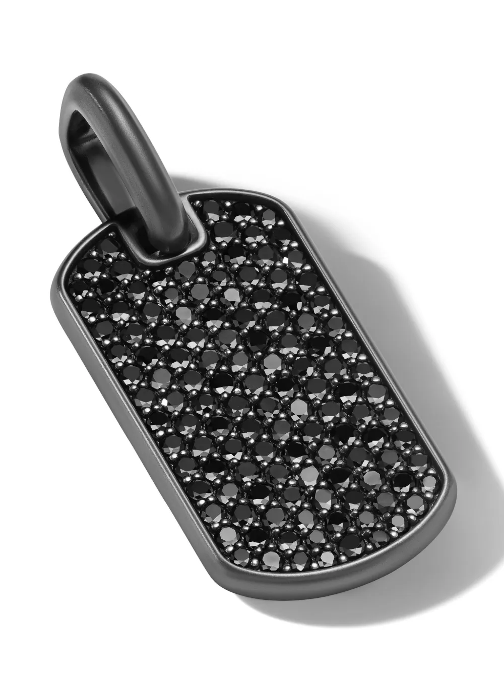 David Yurman Sterling Silver Chevron Diamond Tag (27mm) In Schwarz