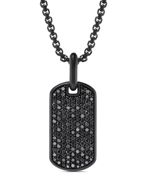 David Yurman sterling silver Chevron diamond tag (27mm)