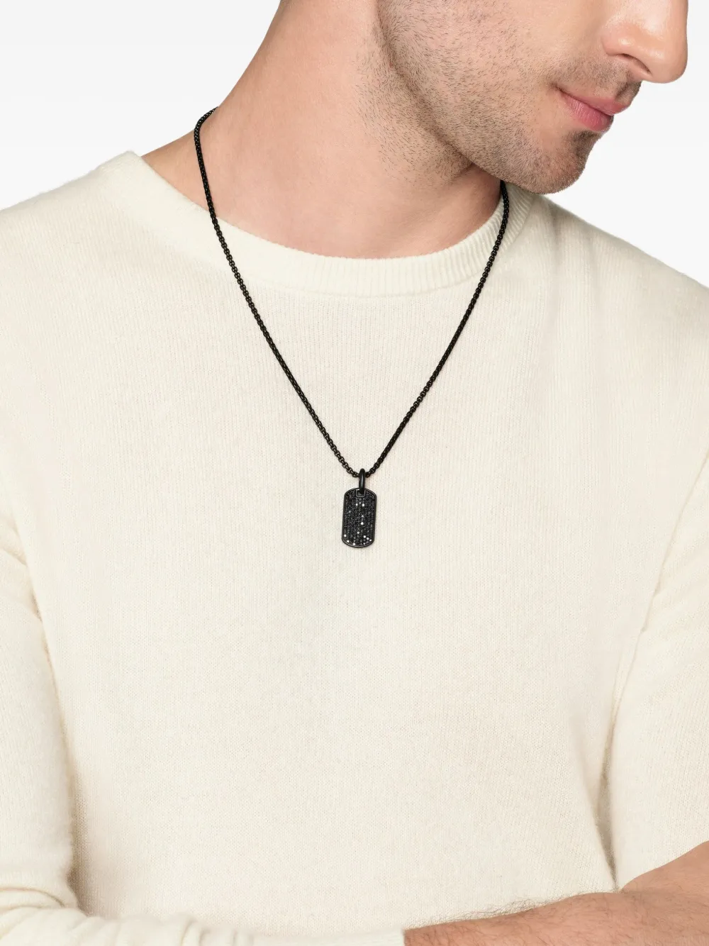 David Yurman 纯银 Chevron 钻石吊牌（27毫米） | Image 2