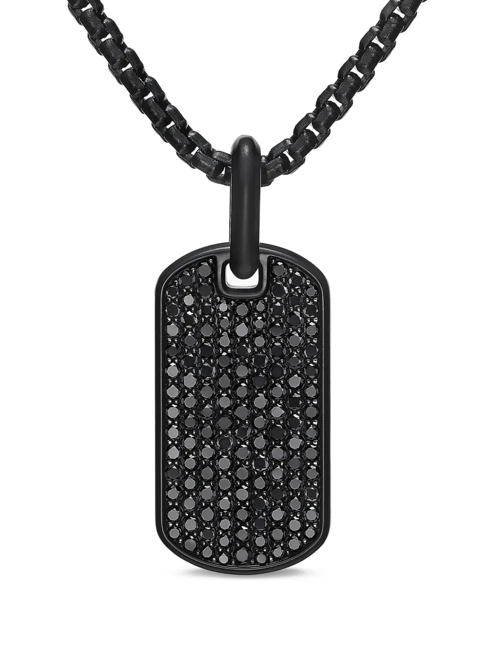 David Yurman 纯银 Chevron 钻石吊牌（27毫米） | 黑色 | Image 1