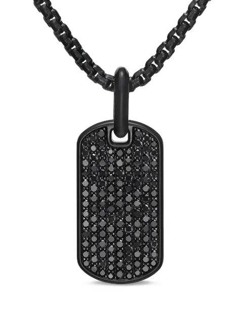 David Yurman sterling silver Chevron diamond tag (27mm)