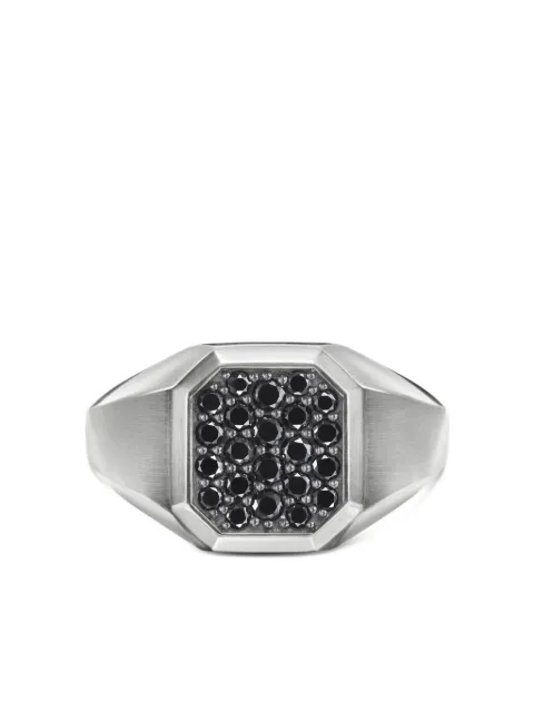 David Yurman anillo de sello Streamline en plata de ley con diamante de 14mm