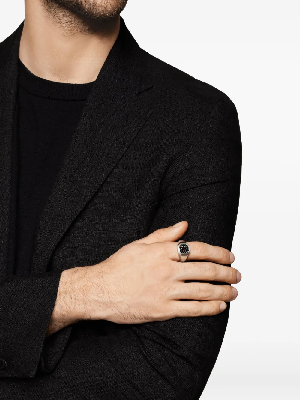 David Yurman Anello a sigillo Streamline in argento sterling con diamanti (14mm) | Image 2