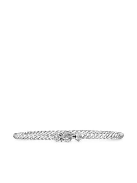 David Yurman sterling silver Buckle Classic Cable diamond bracelet (3mm)
