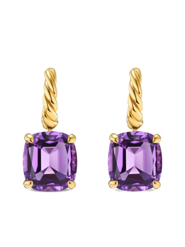 David Yurman 18kt Yellow Gold Marbella Amethyst Drop Earrings