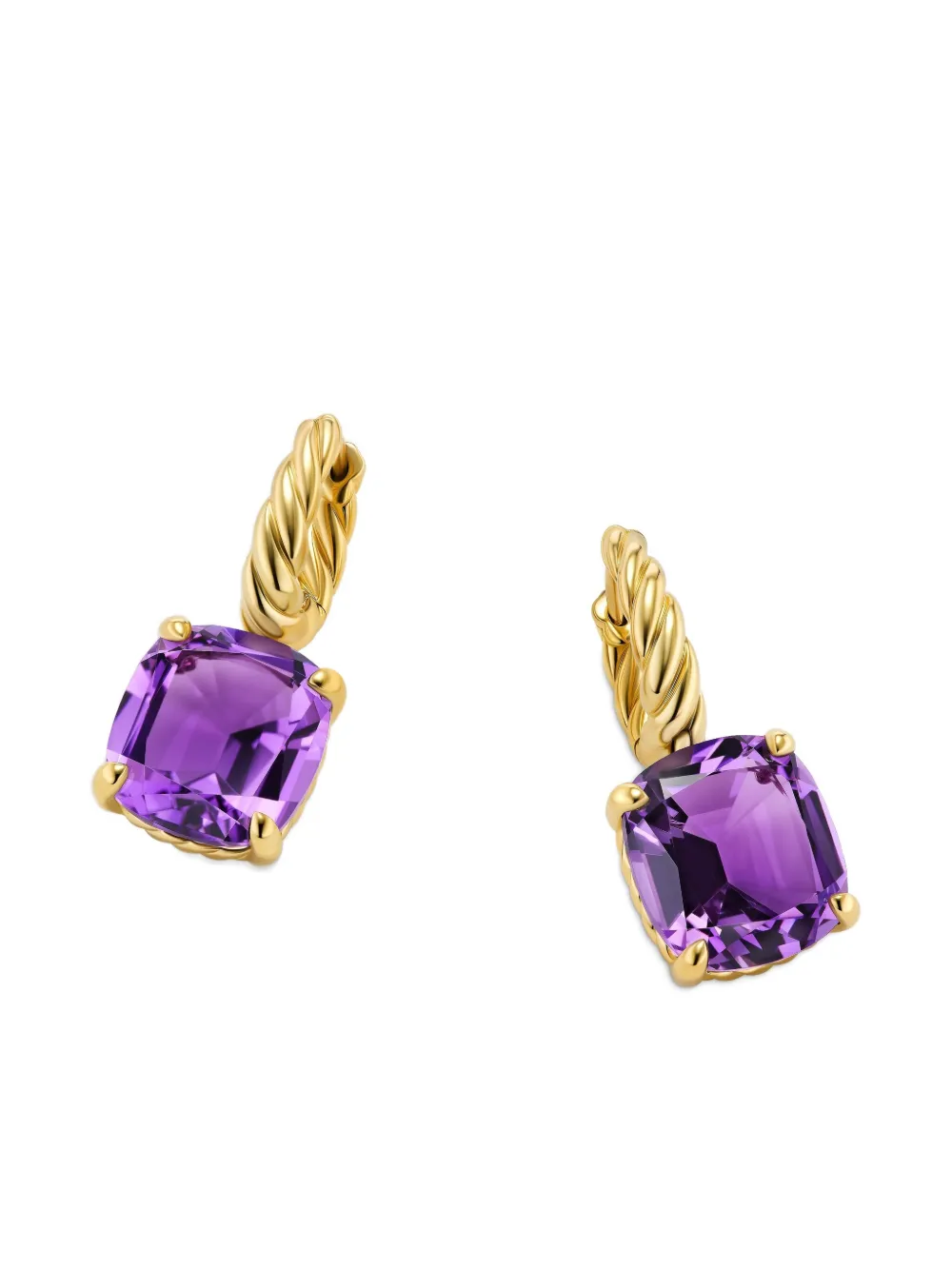 David Yurman 18kt Yellow Gold Marbella Amethyst Drop Earrings, view 4