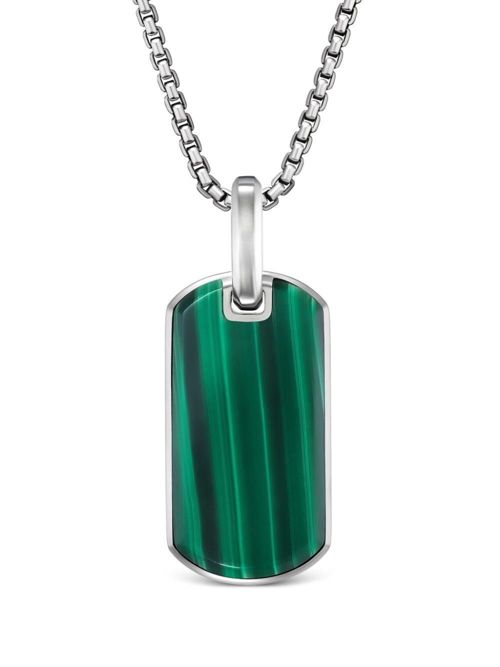 sterling silver and malachite Chevron tag