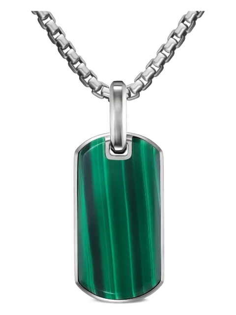 David Yurman etiqueta Chevron en plata de ley con malaquita de 27mm