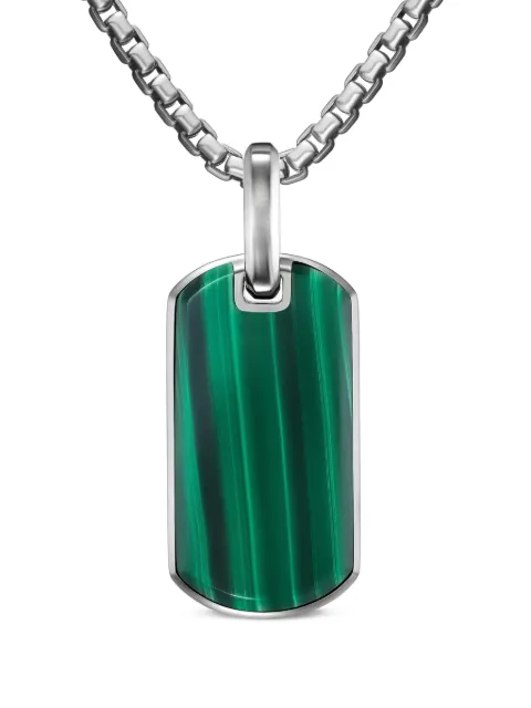 David Yurman etiqueta Chevron en plata de ley con malaquita de 27mm