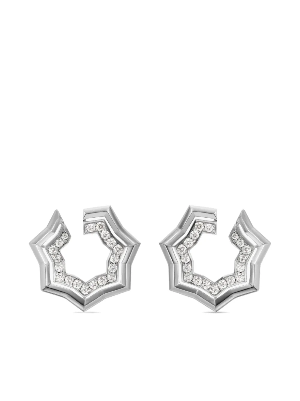 David Yurman arracadas Zig Zag Stax Two Row en plata de ley con diamante de 27mm | plateado | Image 1