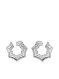 David Yurman sterling silver Zig Zag Stax Two Row diamond hoop earrings (27mm)