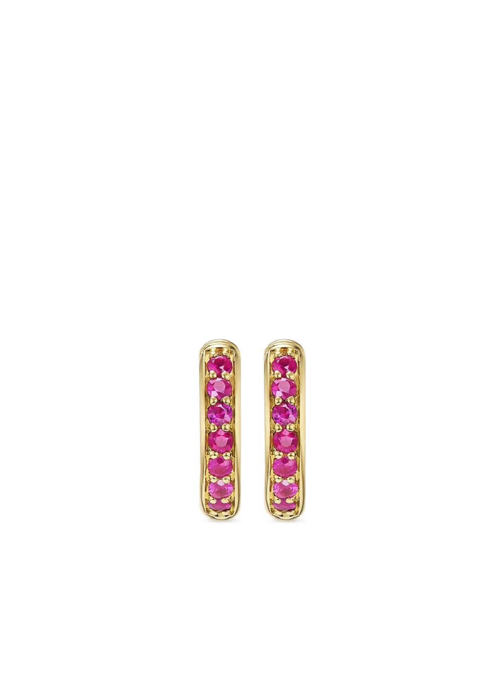 David Yurman aretes estilo huggie Petite Pavé en oro amarillo de 18kt con rubí | dorado | Image 1