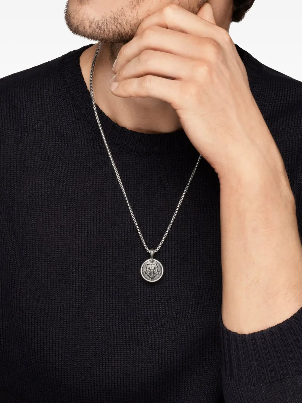 David Yurman sterling silver Petrvs Wolf diamond amulet (21mm) | Image 2