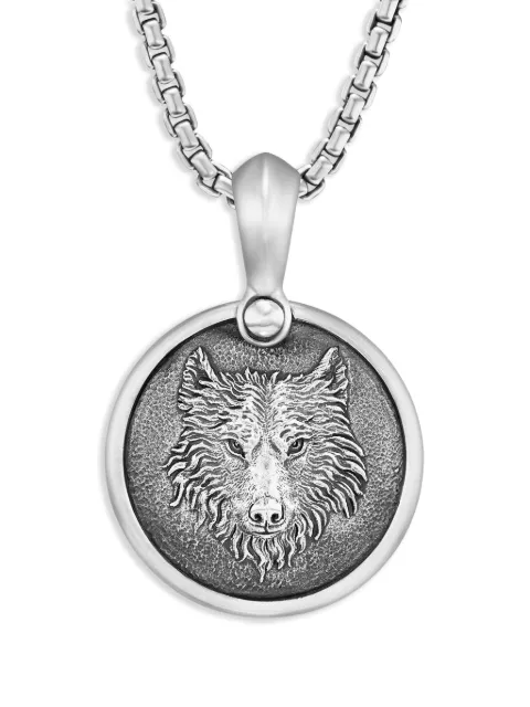 David Yurman sterling silver Petrvs Wolf diamond amulet (21mm)