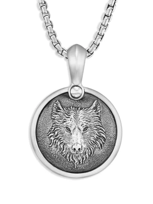 Pendentif Petrvs Wolf en argent sterling pavé de diamants (21 mm) - David Yurman - Modalova