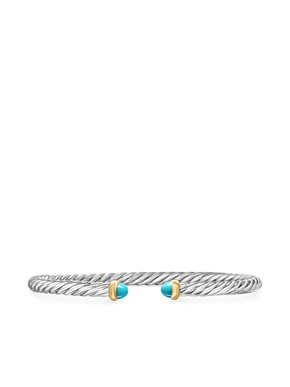 David Yurman Cable Flex ターコイズ ブレスレット 4mm 14Kイエローゴールド - シルバートーン David Yurman Cable Flex ターコイズ ブレスレット 4mm 14Kイエローゴールド - シルバートーン