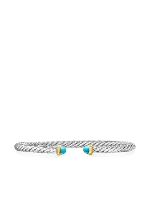 David Yurman 14kt yellow gold Cable Flex cuff turquoise bracelet (4mm)