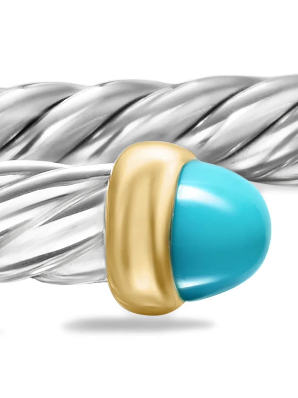 14kt Yellow Gold Cable Flex Cuff Turquoise Bracelet (4mm)