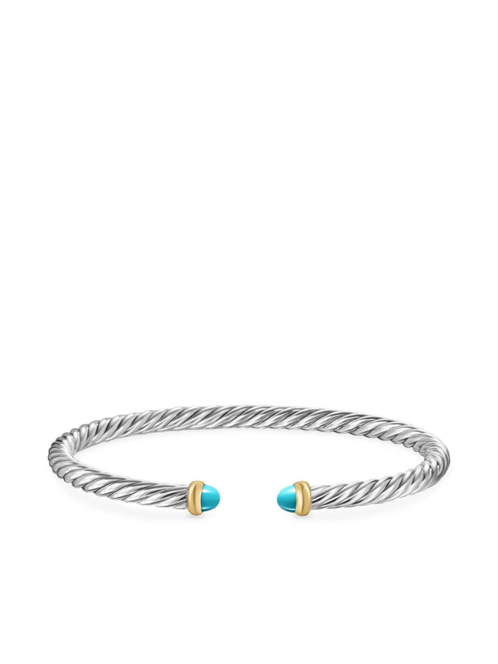 14kt Yellow Gold Cable Flex Cuff Turquoise Bracelet (4mm)
