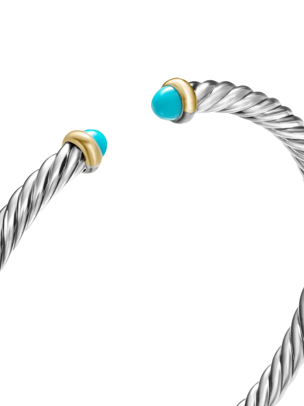 14kt Yellow Gold Cable Flex Cuff Turquoise Bracelet (4mm)