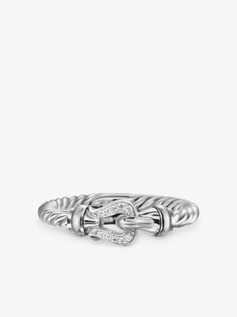 David Yurman 프티 버클 스털링 실버 다이아몬드 링