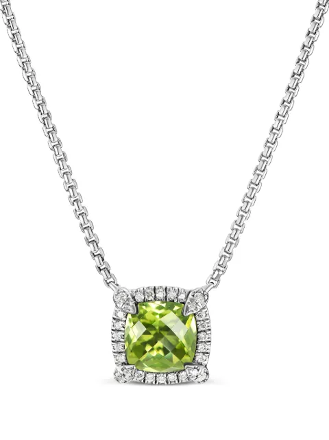 David Yurman sterling silver Petite Chatelaine peridot and diamond necklace (7mm)