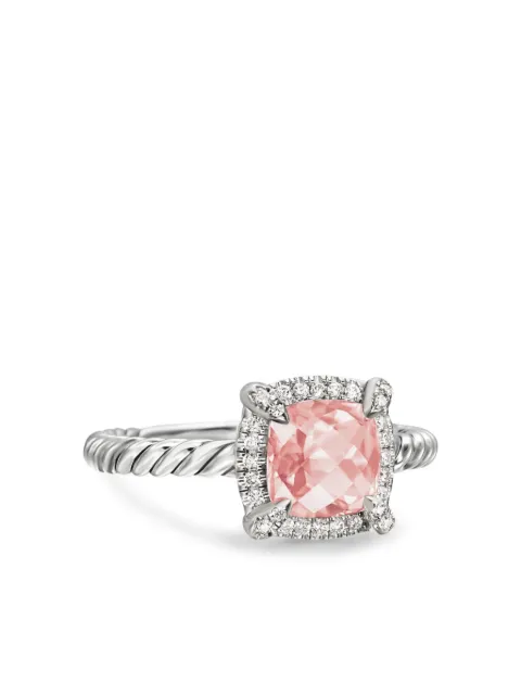 David Yurman anillo Petite Chatelaine en plata de ley con diamante y morganita de 7mm