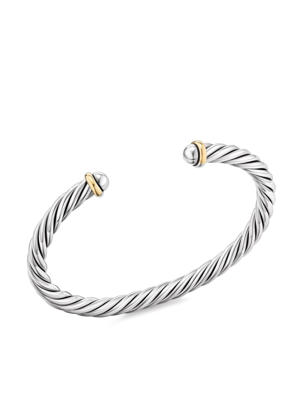 Shop David Yurman Sterling Silver And 14kt Yellow Gold Modern Cable Cuff Bracelet In 银色