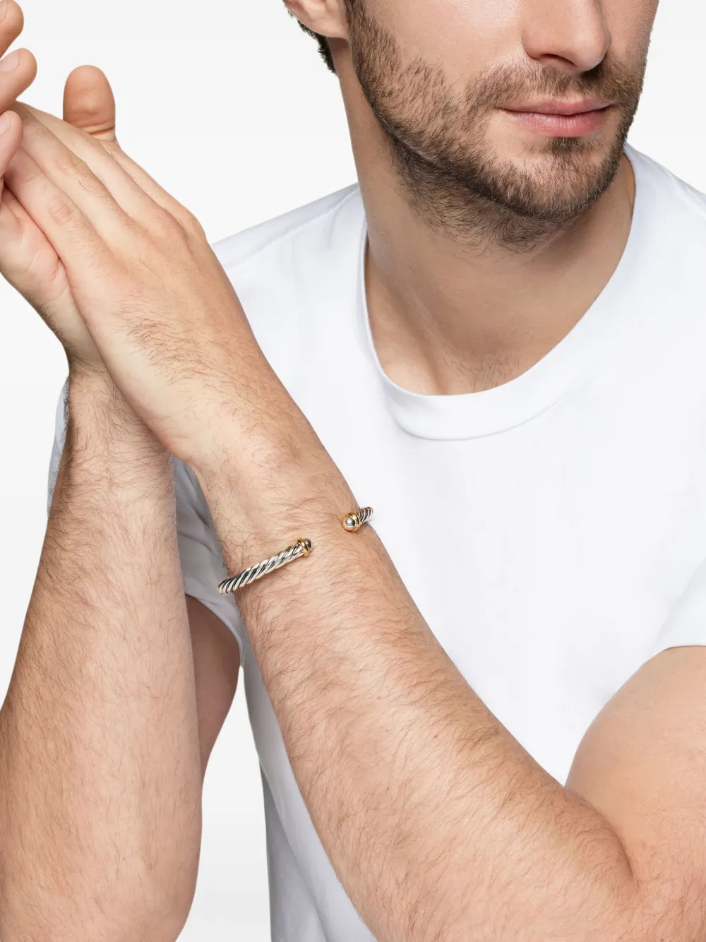 David Yurman 14kt yellow gold and sterling silver Cable cuff bracelet (6mm) | Image 2