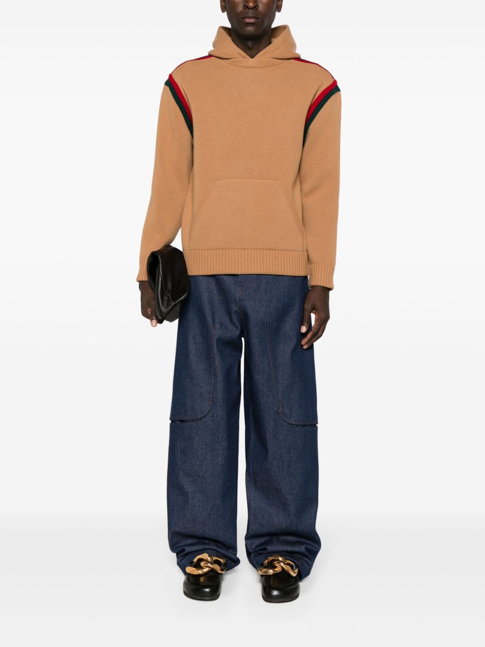 Gucci Web-Stripe wool hoodie - Neutrals