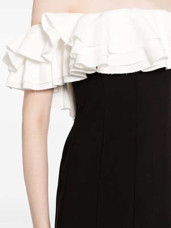 【Staud】 Kiaraオフショルダー ruffledミニドレス Kiara off-shoulder ruffled minidress in multicoloured