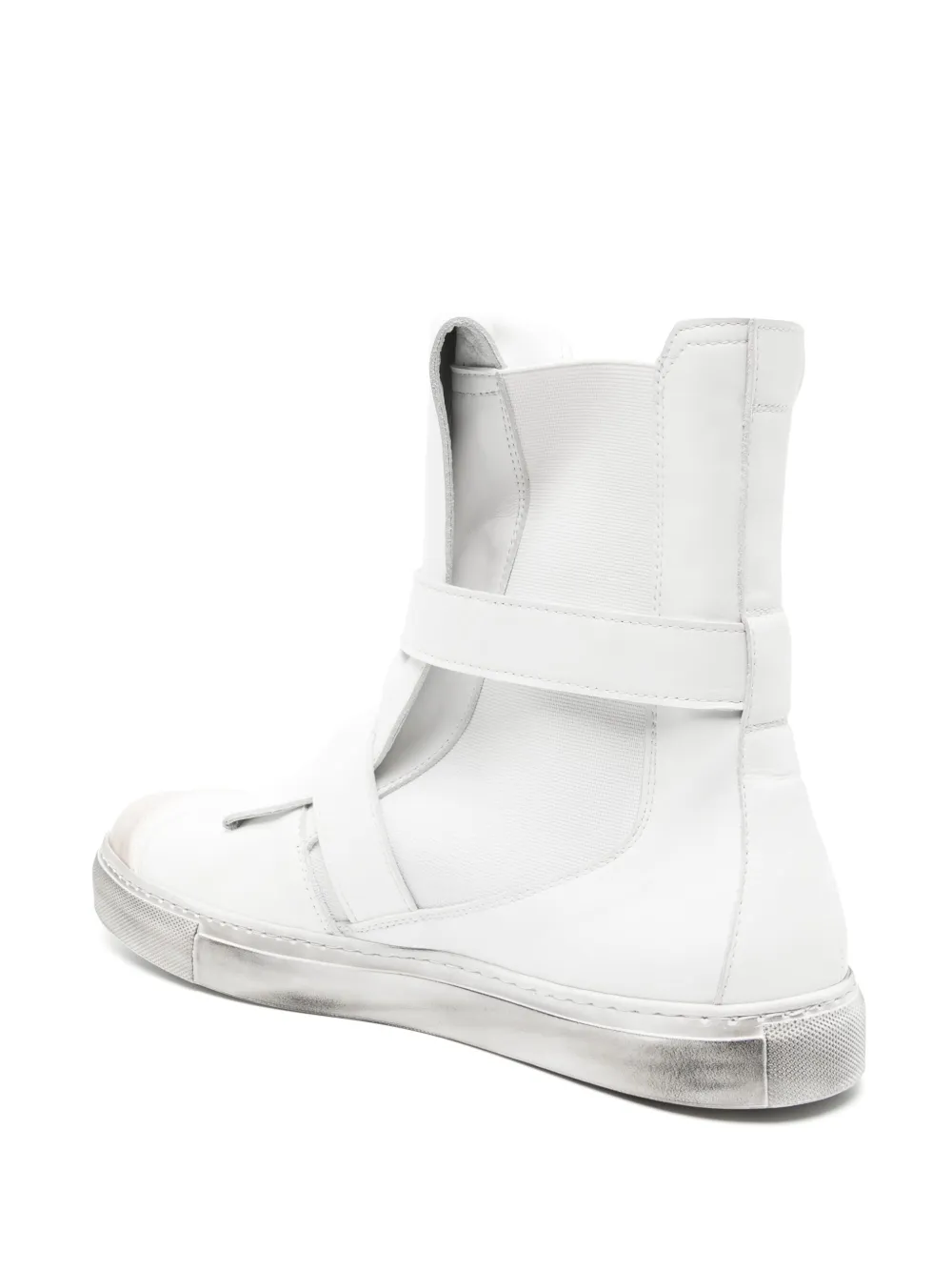 Shop Nicolas Andreas Taralis Touch-strap High-top Leather Sneakers In Weiss