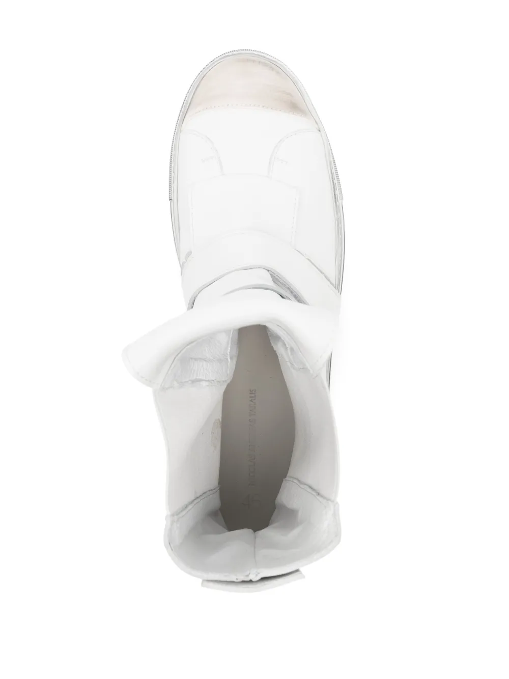 Shop Nicolas Andreas Taralis Touch-strap High-top Leather Sneakers In Weiss