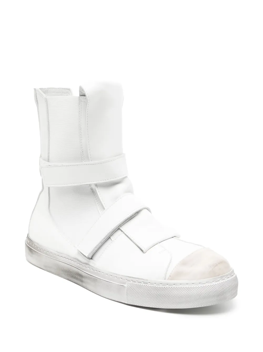 Shop Nicolas Andreas Taralis Touch-strap High-top Leather Sneakers In Weiss