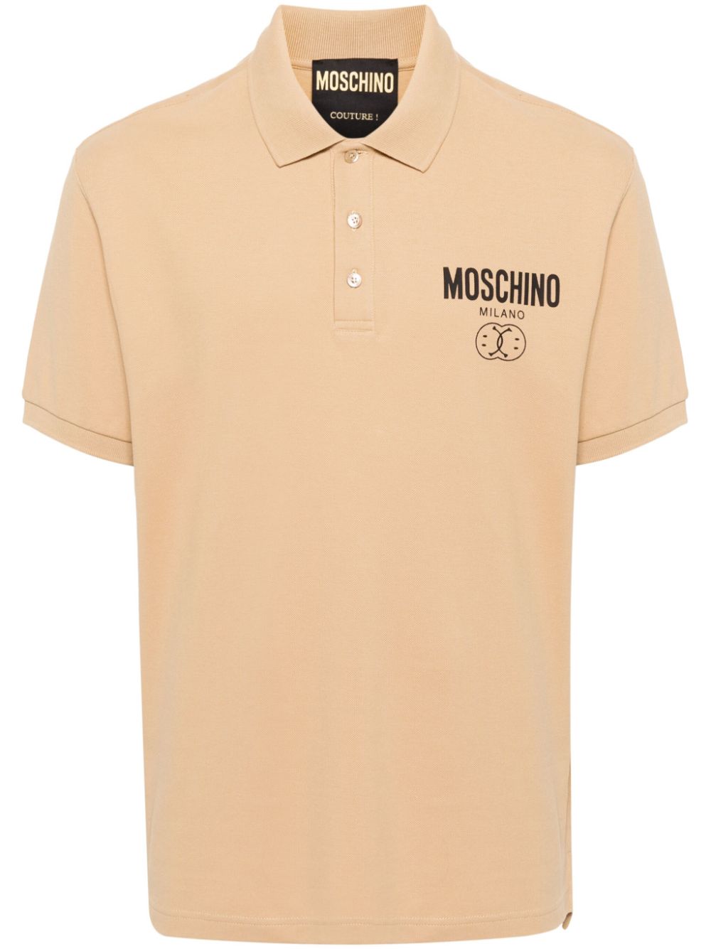 Shop Moschino Logo-print Polo Shirt In Neutrals